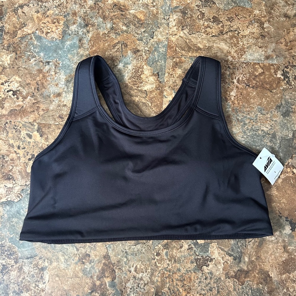 Avia Wireless Racerback Sports Bra Womens Size Large Black Wirefree